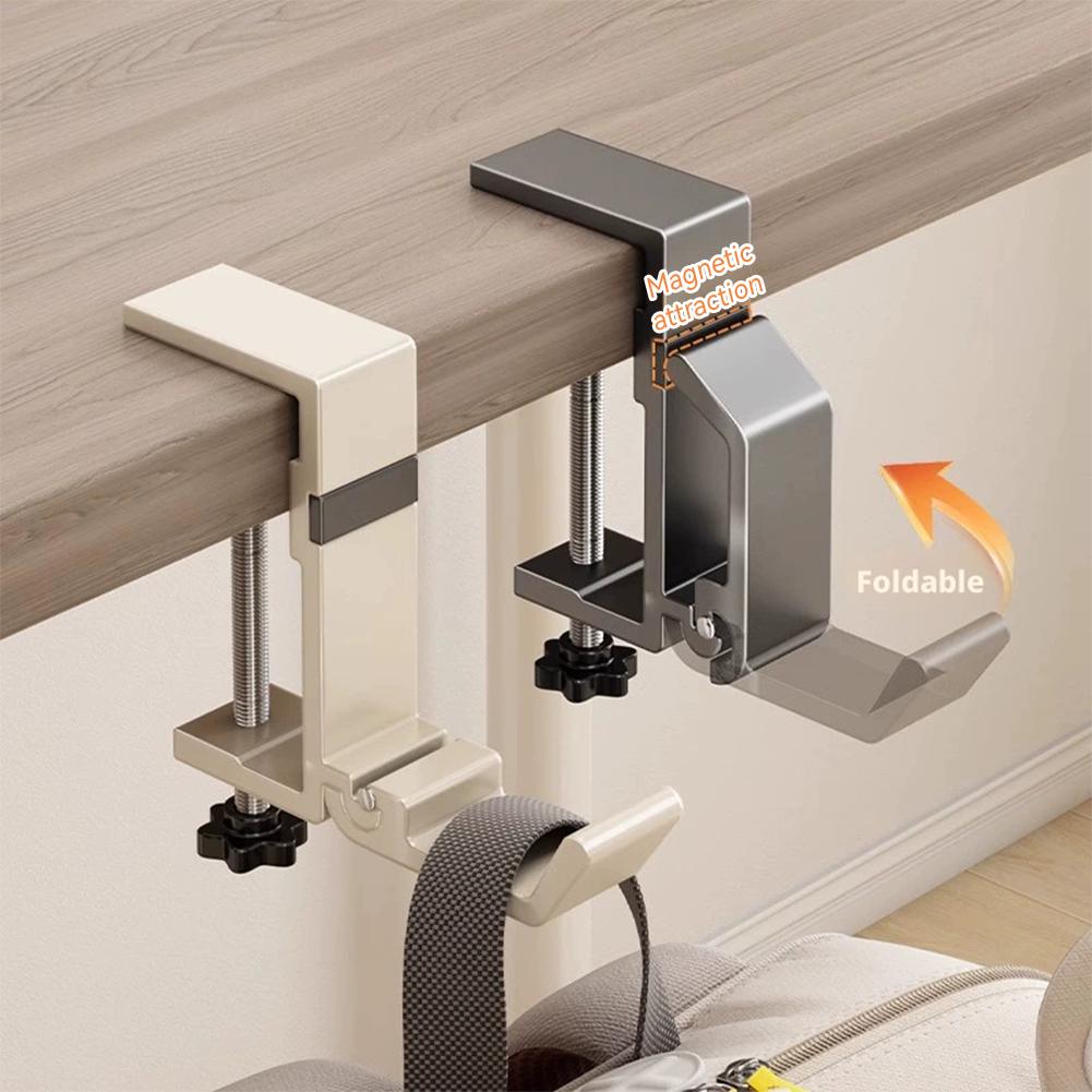 Desk Setup Organizer - Gancio Pieghevole da Scrivania Senza Foratura,