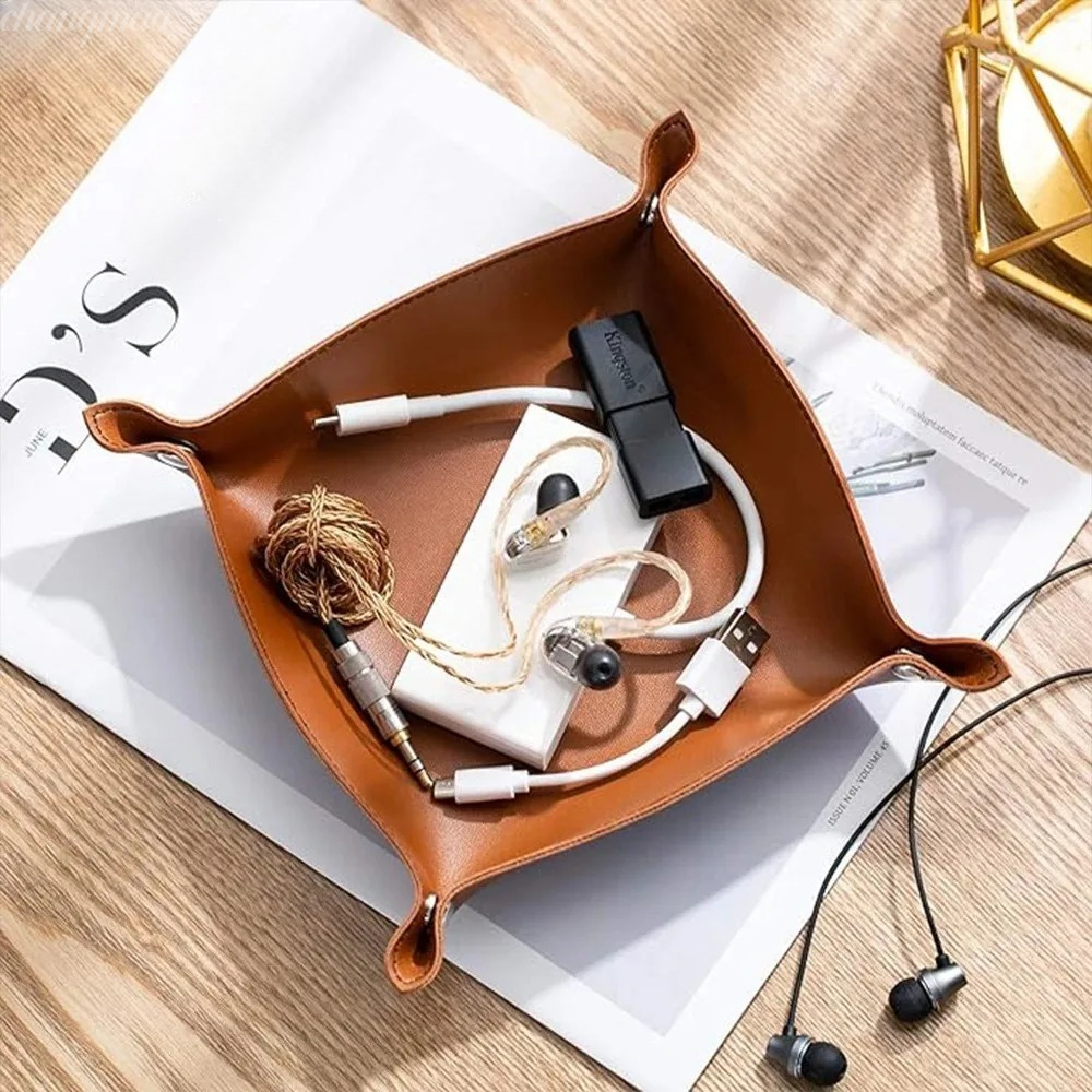 Desk Setup Organizer - 1 Pezzo Vassoio in Pelle 25x25cm