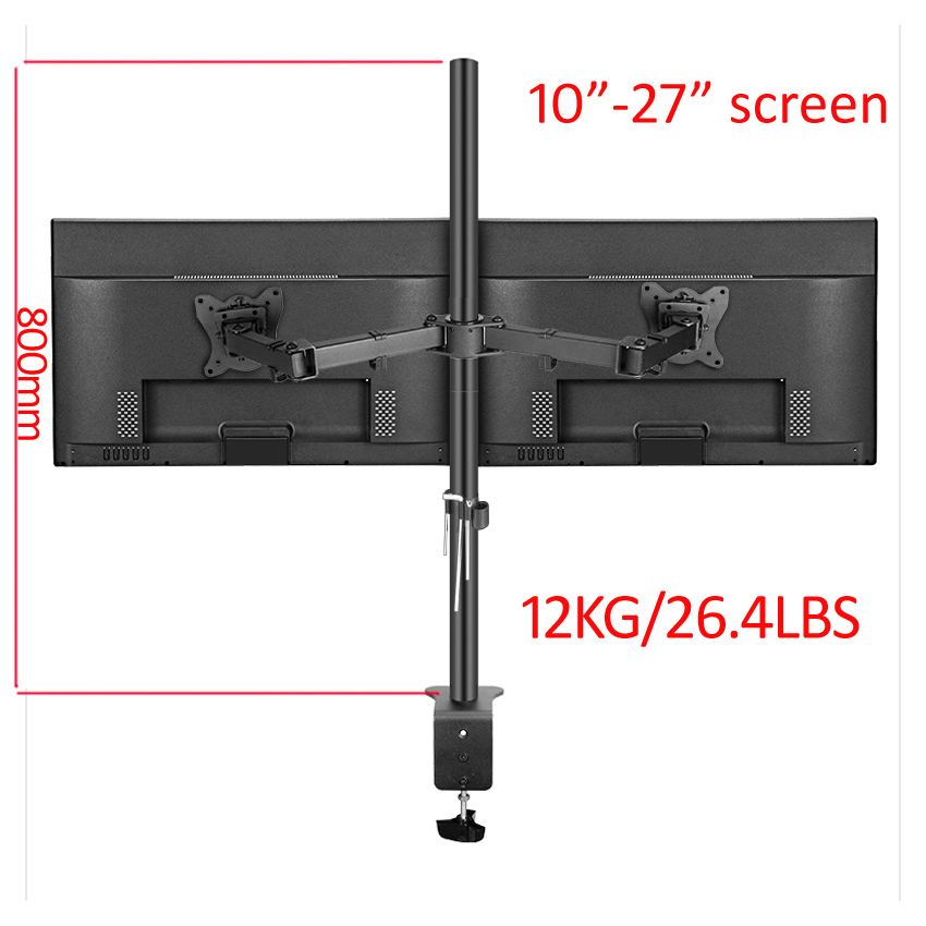 Dual Monitor Desk Setup - Supporto per due monitor T902-280, rotazione