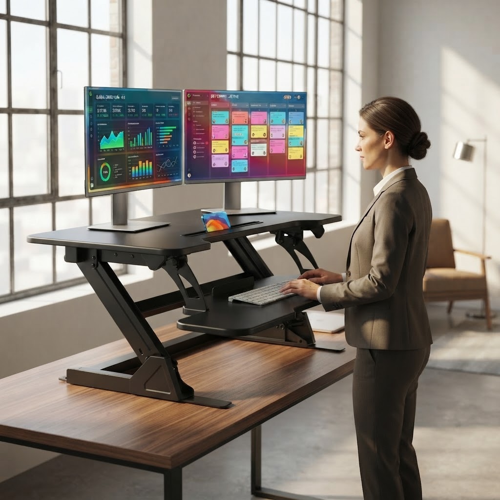 Dual Monitor Desk Setup - Convertitore per scrivania regolabile in altezza